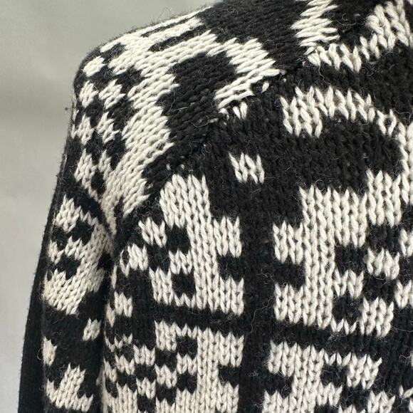 Moda International Y2k black/white Southwestern sweater tie cardigan Size medium - Picture 12 of 16